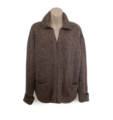 Vintage 90s M&S St Michael Cotton/Silk Blend Knitwear Zip Up Cardigan size 18 UK - Image 1 of 4