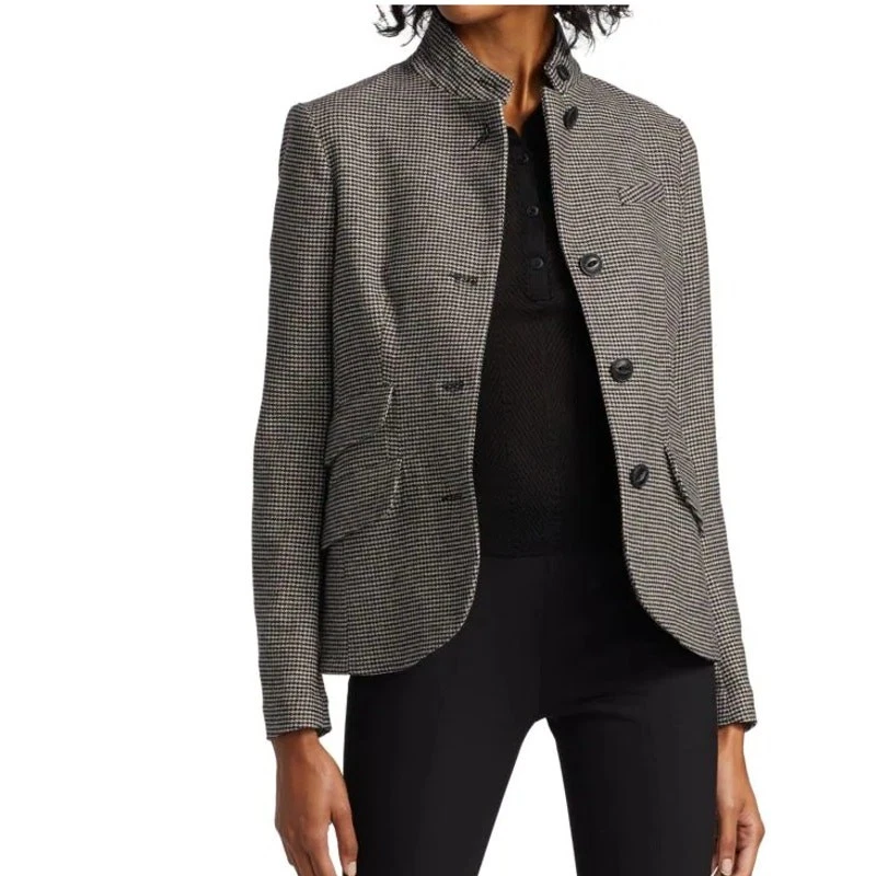 RAG & BONE Slade Blazer Slim Fit Houndstooth Blazer Size 2 Wool Fall  - Image 1 of 4