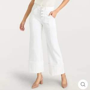 Cinq à Sept Cuffed Benji Pant Wide Leg White Size 10 - Picture 1 of 13