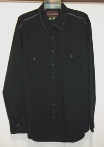 Rock & Roll Cowboy Men's LS Shirt XL Black Blue Stitching Black Pearl Snaps - Picture 1 of 14