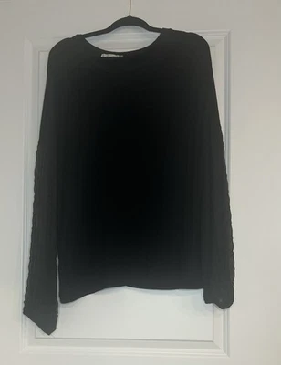 Top para mujer Southern Grace talla 3X. Negro con mangas transparentes brillantes Foto 1 de 4