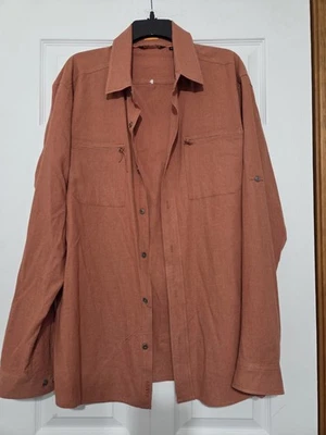 Sharp Orvis Men's Vented LS Button Shirt Large Zippered Breast Pockets Clay EC  - Image 1 of 4
