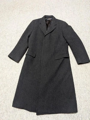 vintage USA made BROOKS BROTHERS overcoat 40L black TWEED herringbone wool - Image 1 of 4