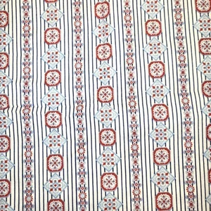 Fabric 2 Yards Red White Blue Fabric 44" wide Geometric Design and Stripes - Picture 1 of 10