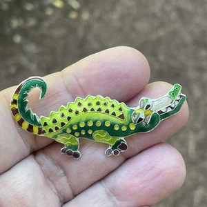 Vintage Zarah Sterling Silver Enameled Alligator Green Gator Brooch - Picture 1 of 7