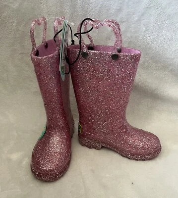 Western Chief дождя ботинки Abby ребенка ясельного возраста девочек Sz 6 свет водонепроницаемый блестящий розовый - Изображение 1 из 4