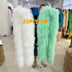 Ostrich Feather Boa Thick 2M Fluffy Ostrich Feather Scarf Wedding Plumes shawl - Picture 1 of 36