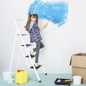 4 Steps Ladder Folding Anti-Slip Safety Tread Industrial Use 300Lbs Load Indoor - Picture 1 of 12
