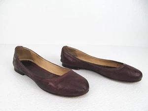 FRYE Carson Ballet Flats Plum Genuine Leather Slip On Women's size 8 B - Picture 1 of 10