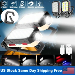 Luz LED de Trabajo USB Luces de Taller Lámpara COB Magnética Recargable con Gancho Nueva - Imagen 1 de 12