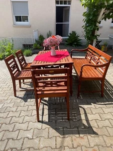 Gartenmöbel Set Teakholz NEU mit Tisch, Bank, Stuhl mit und ohne Armlehne - Bild 1 von 5