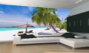 Póster de papel personalizado de papel pintado de pared mural de Palm Beach decoración del océano tropical - Imagen 1 de 6