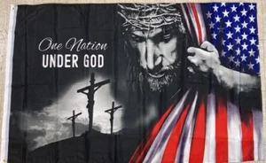 EE. UU./Una Nación Bajo Dios Jesús Bandera 3' x 5' Poli Nuevo en Paquete Nuevo en Caja - Imagen 1 de 2