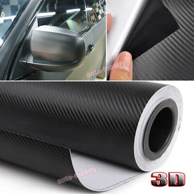 Bubble Free 3D Black Carbon Fiber Whole Car Hood Wrap Vinyl Motor Sticker AXUS - Изображение 1 из 4