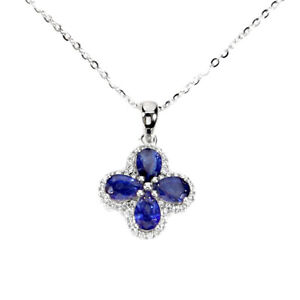 Heated Pear Bue Sapphire 6x4mm Topaz Gemstone 925 Sterling Silver Necklace 18 In
