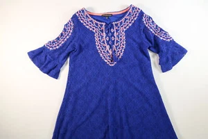 Girls My Michelle Blue Short Sleeve Bohemian Short Sleeve Dress Size 10 EUC - Picture 1 of 4