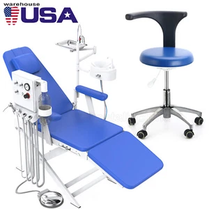 Dental Silla LED Recargable Portátil Plegable+Unidad De Turbina+Dentist Stool Us - Picture 1 of 24