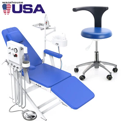 Dental Silla LED Recargable Portátil Plegable+Unidad De Turbina+Dentist Stool Us - Image 1 of 4