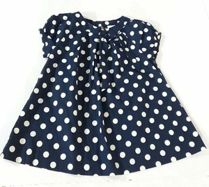 Jacadi Paris Short Sleeve Polka Dot Blouse Girl Size 8 Navy Blue White - Picture 1 of 4
