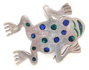 Broche prendedor de rana manchada azul verde plata de ley 925 - Imagen 1 de 7