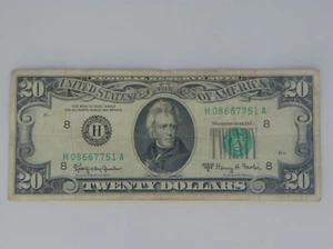 $20 FEDERAL RESERVE NOTE 1963 A BANK OF ST LOUIS (H8) H08667751A - Picture 1 of 2