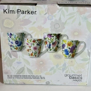 Kim Parker Gourmet Basics Mikasa 4 tazze di porcellana assortite 13 fl oz - Foto 1 di 7