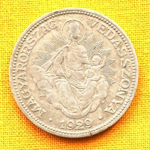 Horty Ära Silber 2 Pengo - 1929, Ungarischer Pengő - Bild 1 von 2