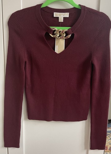 Maglione Michael Kors maglia misto cotone mirtillo nuovo con etichette taglia M ret. $125 00