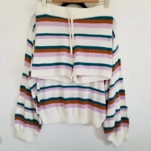 New L Space Soul Samba Sweater Shorts Set Striped Size Medium - Picture 1 of 10