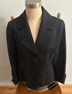 Randy Kemper Damen Blazer Schwarz Größe 16 Baumwollmischung Hergestellt in den USA Neu Neu mit Etikett - Bild 1 von 14