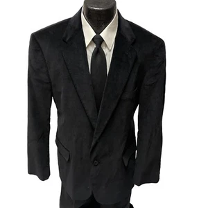 Stafford Men Black Sport Coat CORDUROY Jacket Modern Cotton GENTLEMAN'S Blazer - Picture 1 of 11