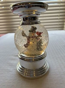 Silver Pedestal Candle Holder/ Snow Globe with Lights - Picture 1 of 5