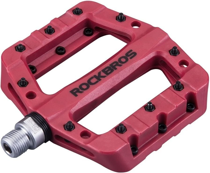 RockBros Plataforma Plana Nylon CrMo Pedal Bicicleta de Montaña Pedales Bicicleta 9/16" Rojo Foto 1 de 4