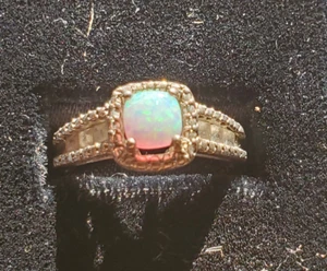 925 sterling silver ladies opal and cz ring size 6 #38 - Picture 1 of 5