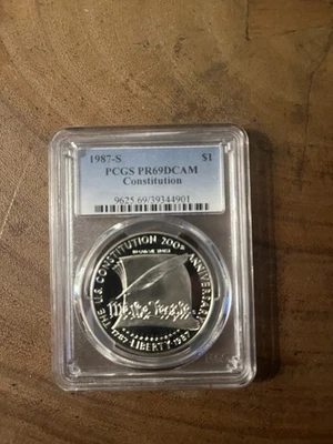 1987-S PCGS PR69DCAM, $1 Constitution Commemorative Coin made of 90% Silver - Image 1 of 2