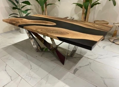 Epoxy Resin Wood Table Top Dining & Coffee Modern River Resin Table Custom Table - Image 1 of 4