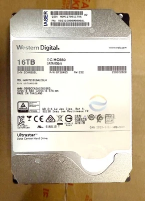 WD Ultrastar DC HC550 16TB SATA 3.5" Enterprise HDD WUH721816ALE6L4 0F38466 232 - Image 1 of 4