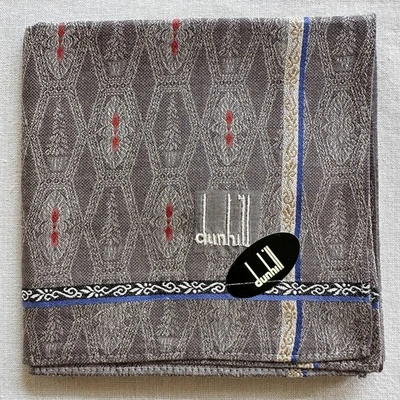 Antigo Lenço Dunhill Tecido Treliça Art Deco Clássico Bolso Quadrado 19" - Imagem 1 de 3