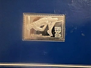 1980 US OLYMPIADE MASSIV STERLING SILBER "HOCHSPRUNG" BRIEFMARKE VON THE FRANKLIN MINT - Bild 1 von 6