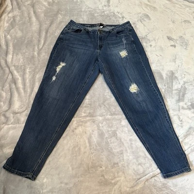 Jeans Lane Bryant para mujer 18 azul novio desgastado con parche metálico dorado Foto 1 de 4