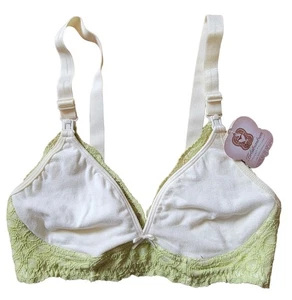 Belabumbum Nursing Bra SM Cream Green Lace Overlay Adjustable Straps Hook/Eye - Picture 1 of 7