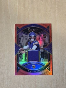 JJ McCarthy 2024 Panini Select Rookie Swatches Red Prizm RC. Minnesota Vikings  - Picture 1 of 2