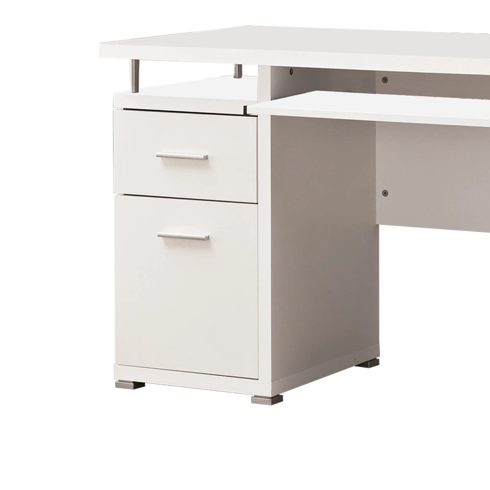 Benjara Elegant white Computer desk with efficient Storage White Foto 1 de 1