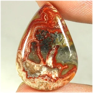 Pietra preziosa cabochon 100% naturale pizzo pazzo agata pera 18,35 ct. 18x 26x04mm - Foto 1 di 3