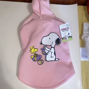 PEANUTS PRINT Dog  PINK HOODIE Easter Eggs Puppy/Dog M 15-17 Length NWT - Picture 1 of 7