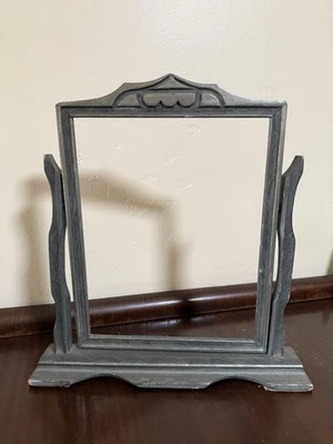 Antiguo caballete de madera estilo Art Nouveau marco de fotos gris plata acabado sin vidrio Foto 1 de 4