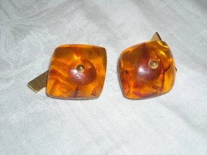 Wundervolle Art Deco BERNSTEIN MANSCHETTENKNÖPFE Russland Baltic Amber - Bild 1 von 1
