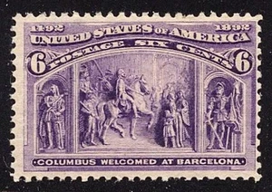 #235 F-VF MNH OG-6¢ KOLUMBIANISCHE AUSGABE-KOLUMBUS WILLKOMMEN IN BARCELONA (REM #235-12) - Bild 1 von 1