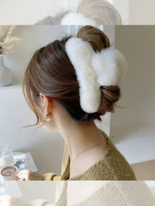 Fuzzy Hair Clip Fur Hair Clip Fluffy Grab Clip Ponytail Clip Hair Claws Womens - Picture 1 of 5