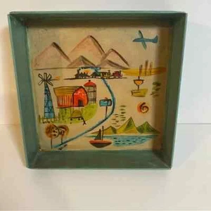 Vintage Signed Tole Painted Tin Box 6” Square - Picture 1 of 6